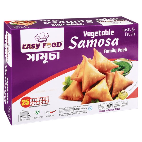 Easy Food Vegetable Samosa Family Pack 1500gm 25 pcs frozen snacks in Bangladesh